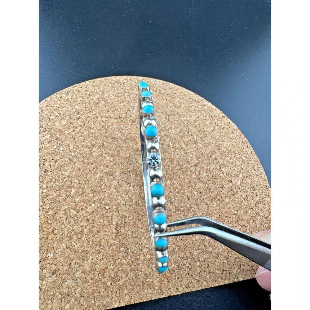 Vintage Sterling Silver 925 Turquoise Bangle Bracelet